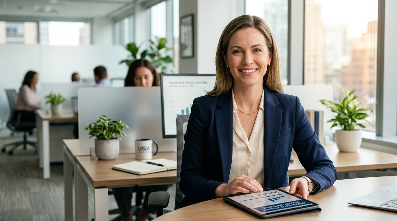 Professional licensed female insurance advisor explaining living benefits and policy riders